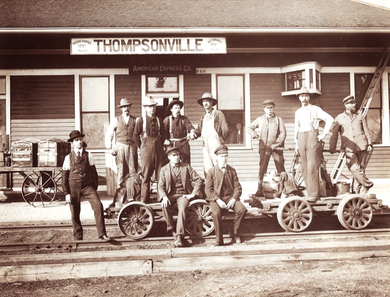 Thompsonville Depot with crew